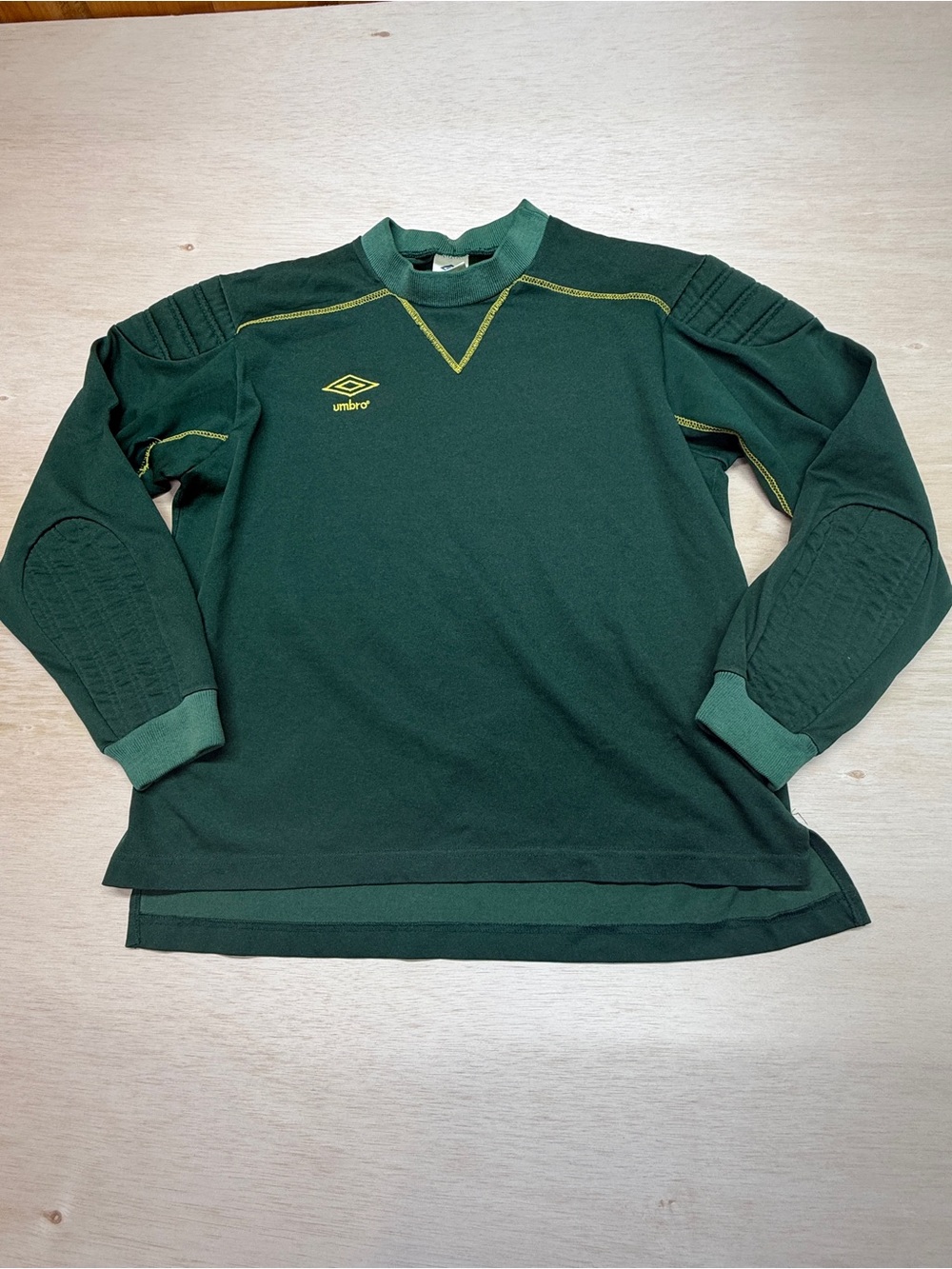 Vintage 90s Umbro Goalkeeper Jersey Adult Large Dark Green Yellow Made in USA